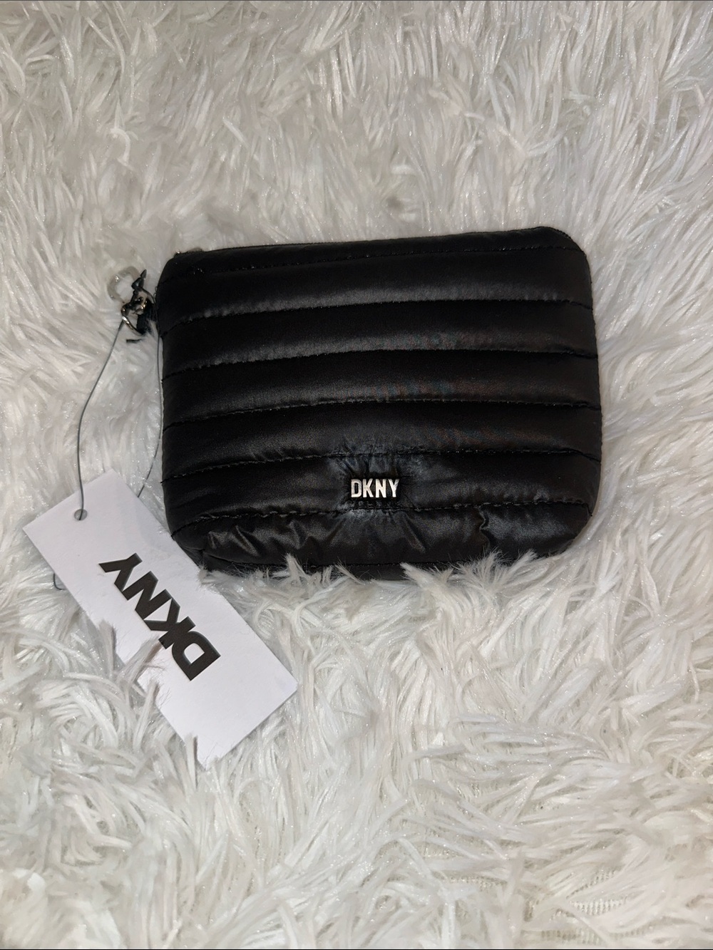 DKNY Black Quilted Puffer Coin Case